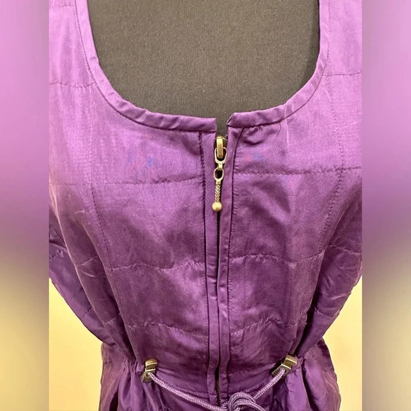 C&B Sport by Croft & Barrow 100% Silk Quilted Vest Purple Zip Front Size Medium - Picture 2 of 7